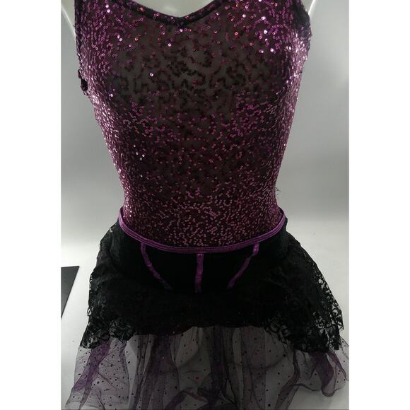 Dance Costume Small Adult Purple Curtain Call J4702 Jazz Tap Ballet Sequin Lace - Picture 1 of 6
